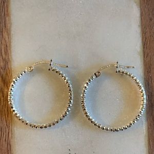 Sterling Silver Hoop Earrings Diamond Cut Earring Hoops 925 Mexican Hoop Earring